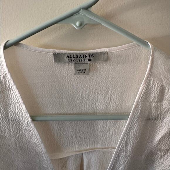 Allsaints Women's Preslie Silk Blouse in Chalk White Size 6 - Picture 6 of 6